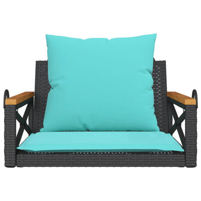 Banc pivotant en poly avec rotin 24,8 po x 24,4 po x 15,7 po Highland Dunes
