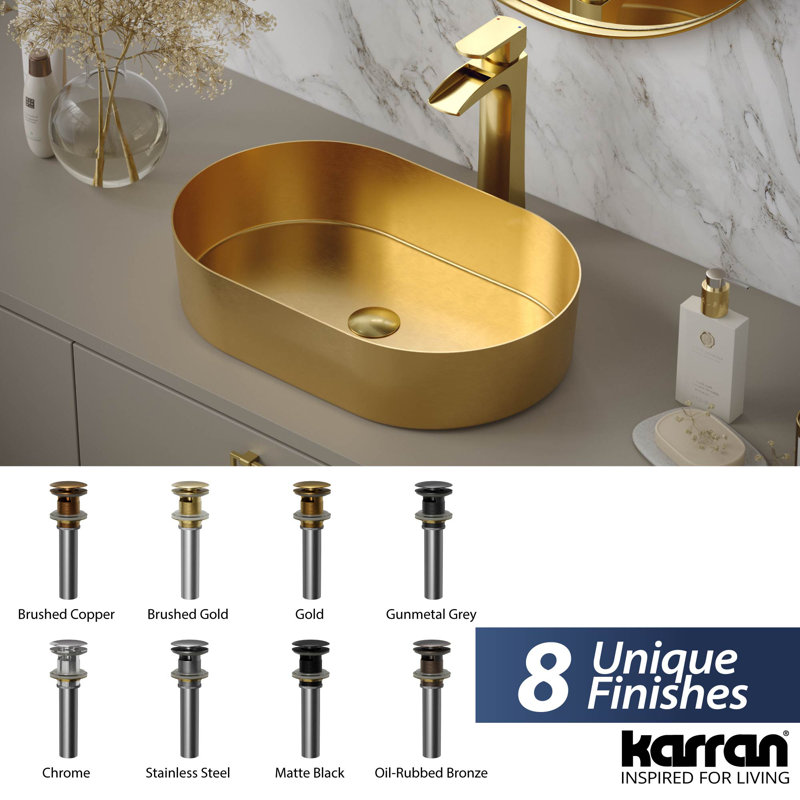 Bonde de salle de bain avec trop-plein Karran PUOF25, Or brossé