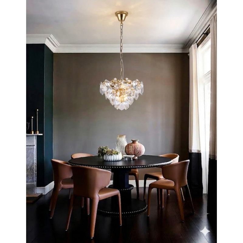 Lustre en cristal 8 lumières Vanesca, Doré
