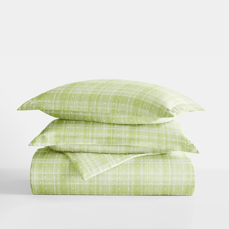 Simply Soft Polka Dot Duvet Cover Set, King Duvet Cover + 2 King Shams, Moss