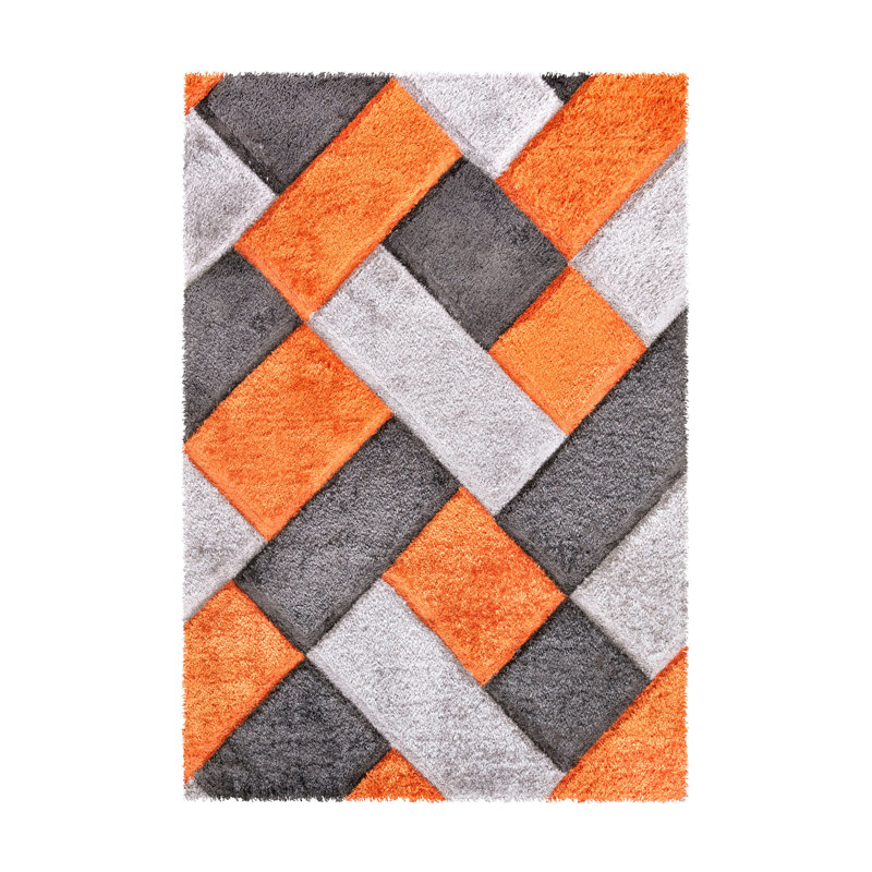 Daline Geometric Shag Area Rug, Rectangle 80 x 150cm