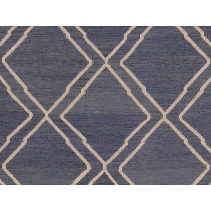 Tapis bleu / gris tissé à la main et à plat