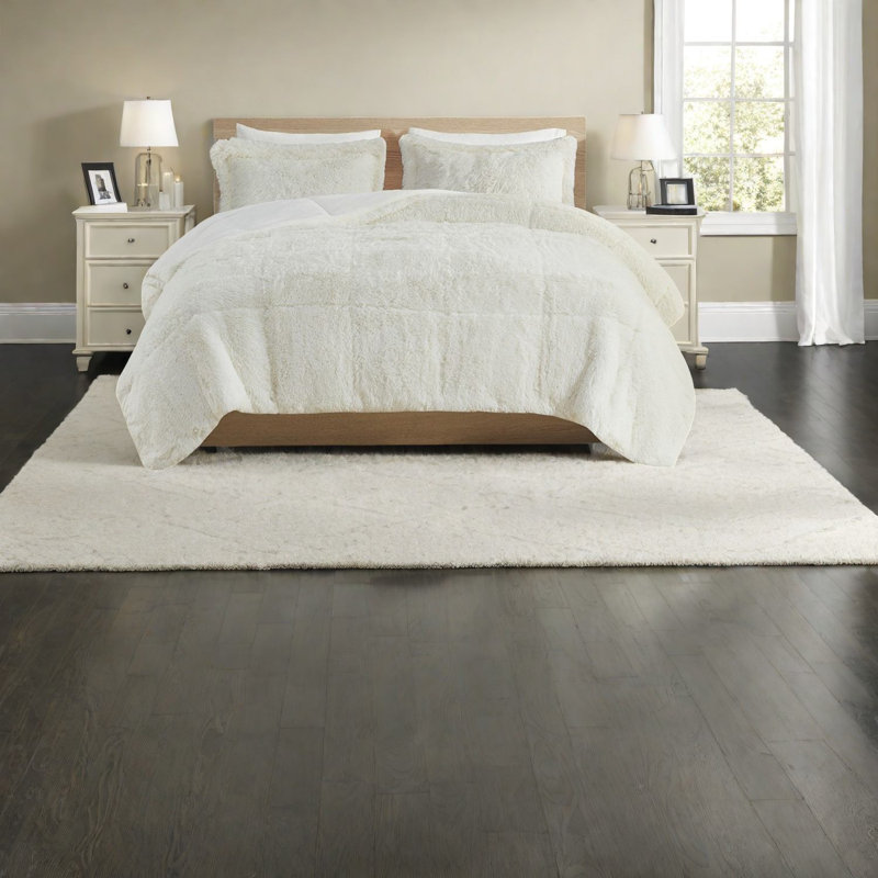 Ensembles de literie à poils longs contemporains, édredon en polyester, essentiel pour chambre à coucher