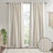 Imani Ivory 100% Cotton Boho Tufted Chenille Stripe Lined Single 50x108" Curtain Panel-341255939-291006947