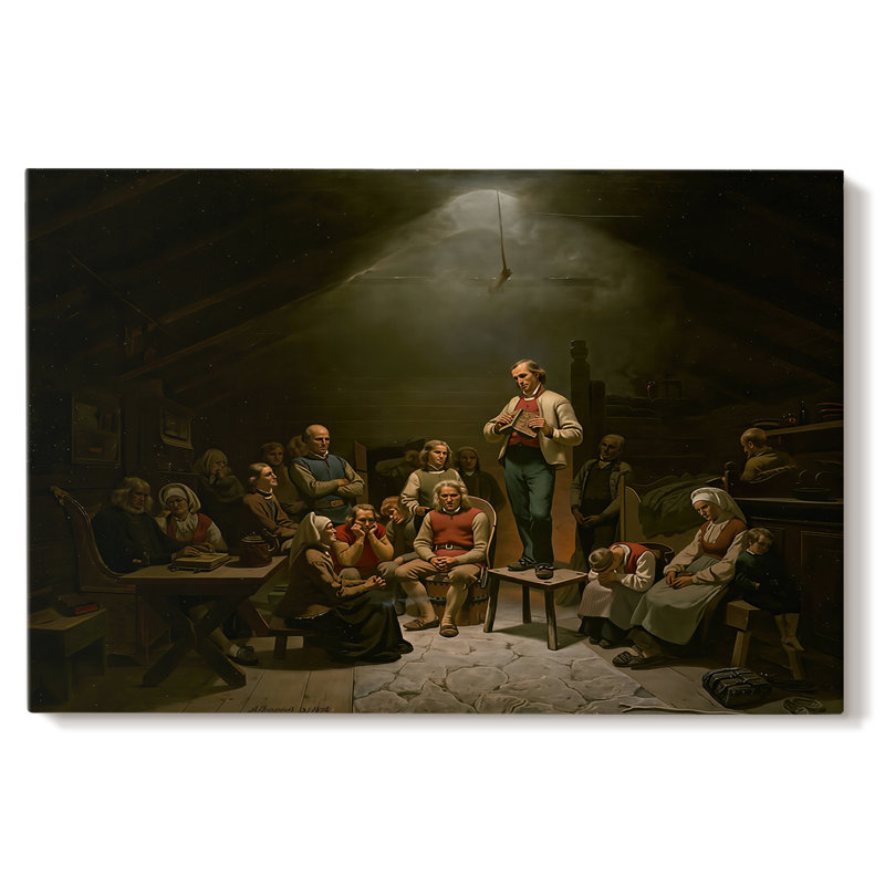 Haugianerne (Low Church Devotion - Alternate Version) - Adolph Tidègre - Toile tendue avec châssis - 1852, 40x60