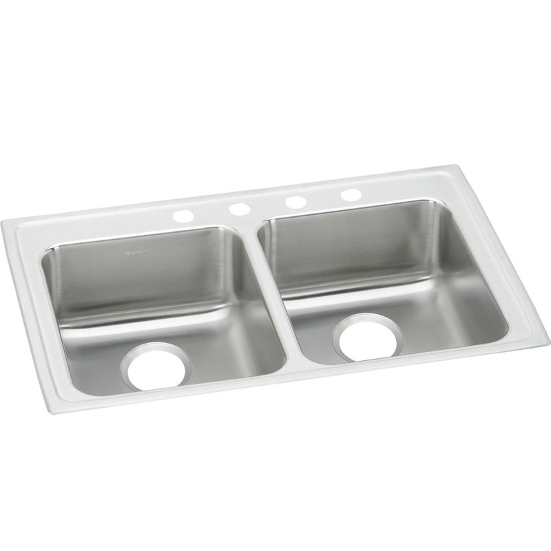 Évier encastré à double cuve en acier inoxydable 33 po x 21,25 po x 6 po Lustertone Classic