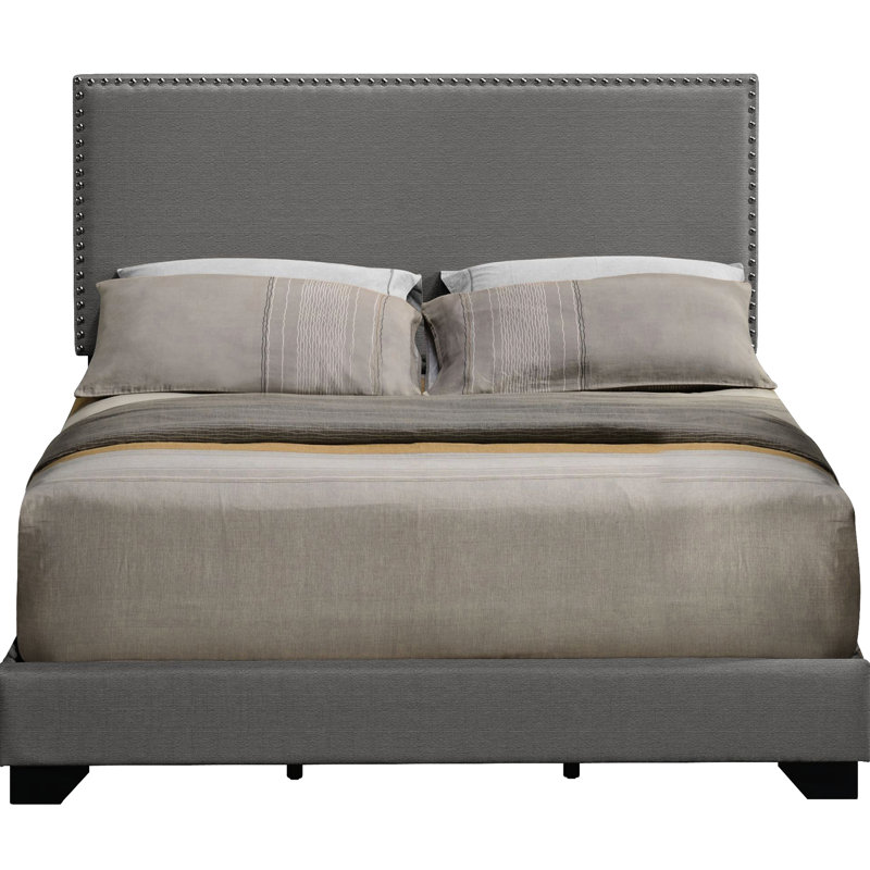 Lit à panneaux pour grand lit en gris - Revêtement et support moelleux avec structure stable