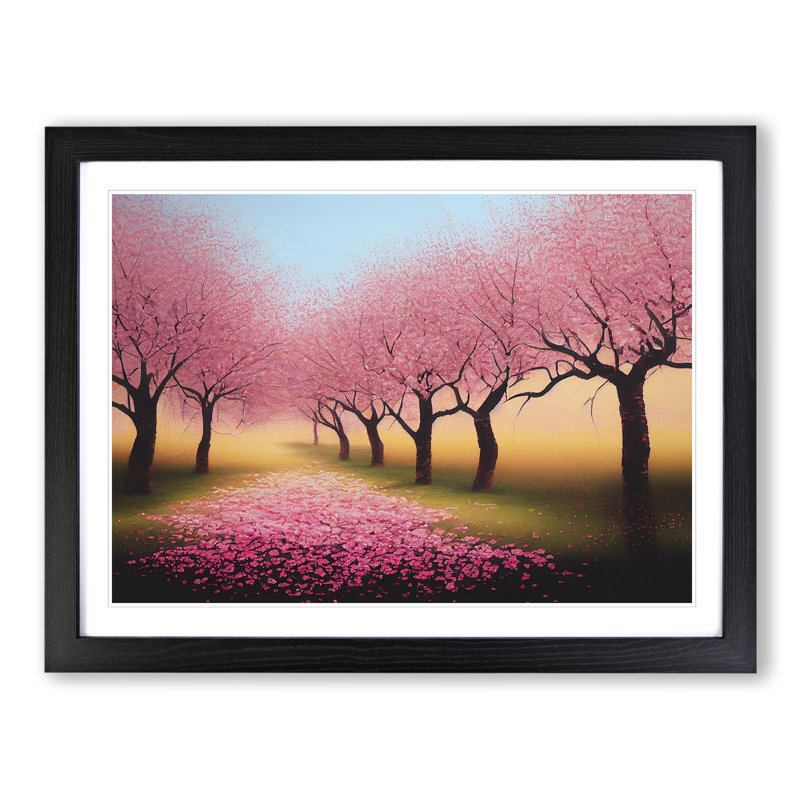 Hopeful Cherry Blossom Trees - Single Picture Frame Print, 46cm H x 64cm W x 2cm D, Black