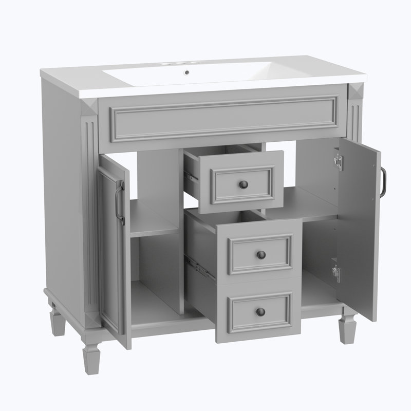 Meuble-lavabo de 36 pouces avec lavabo intÃ©grÃ©, Gris