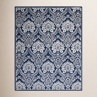 Tansy Navy Ivory Hand-Tufted Wool Rug