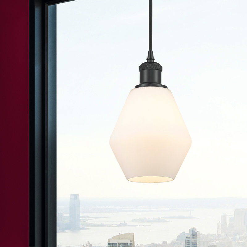 Luminaire suspendu simple à 1 lumière Gabbie, Blanc mat, Noir mat