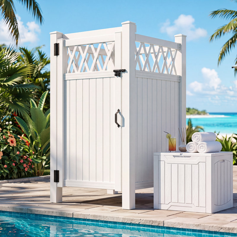 Ensemble de douche d'extérieur avec porte H 7 pi x l 3,8 pi x L 3,8 pi Edrosie