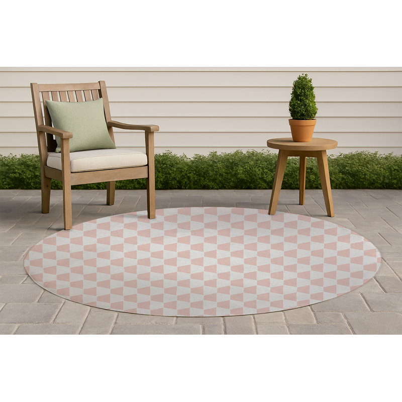 Hex Non-Slip Outdoor Rug, Round 5'