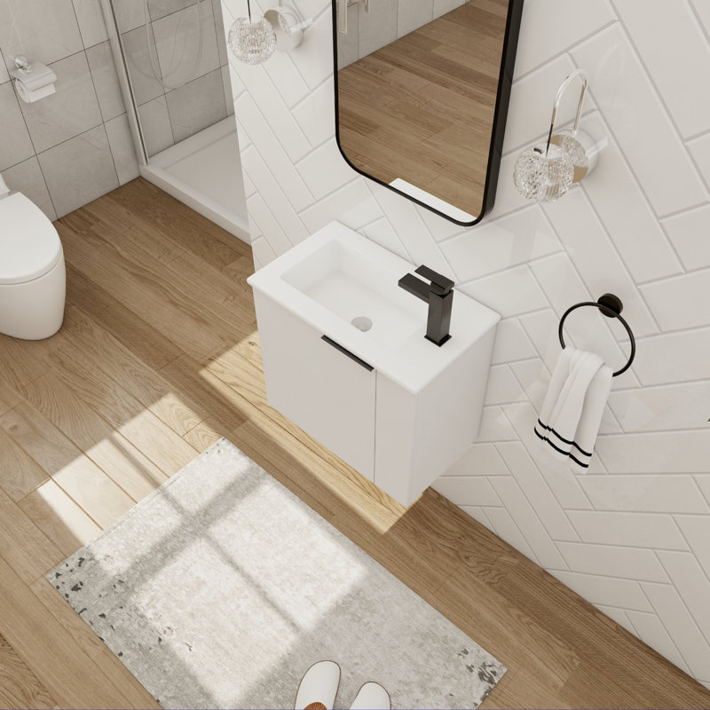 Meuble-lavabo simple 22,34 po avec plateau Kannan, Blanc