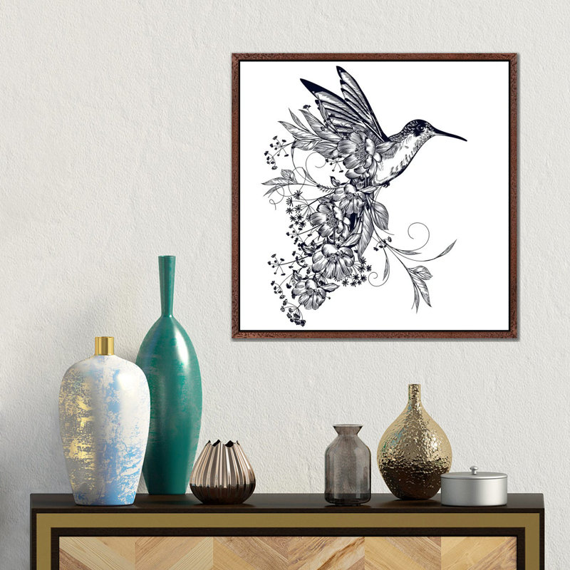 Hummingbird 1 Piece Wall Art on Canvas, 45.72 cm H x 45.72 cm W, Classic Wood Floater Frame