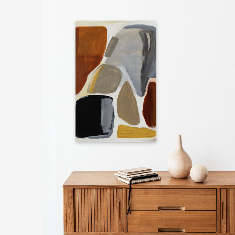 Fall Out - Abstrait noir brun crème, H 24 po x l 16 po