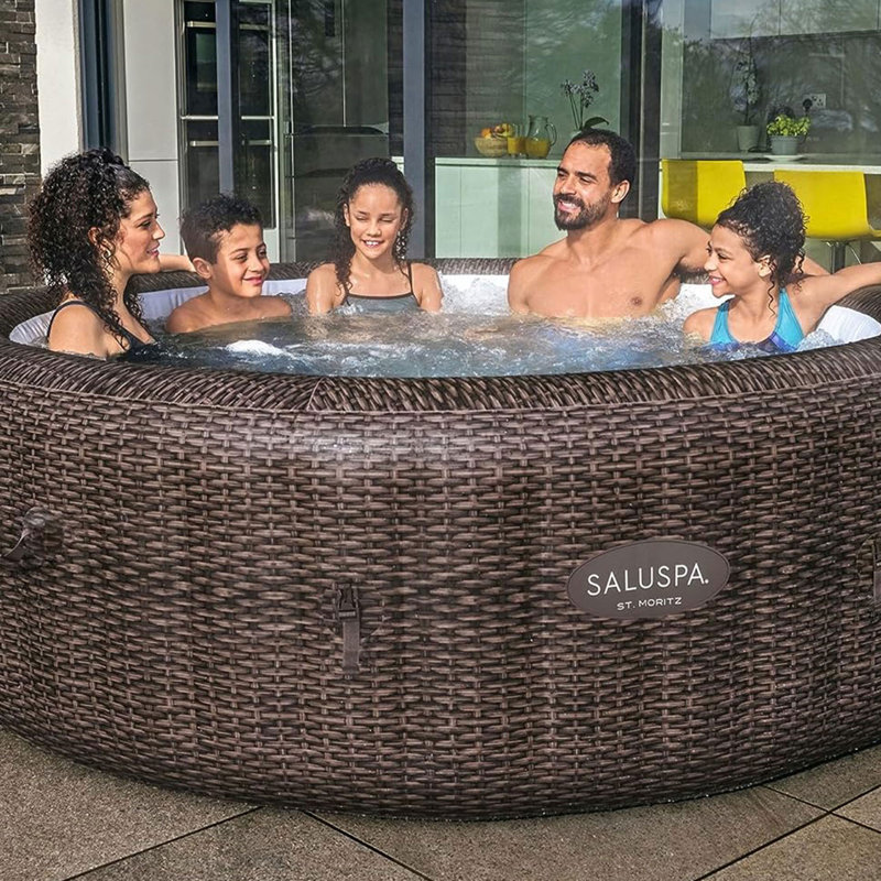 Bestway 6 Person 180 - Jet Vinyl Round Inflatable Hot Tub in Brown