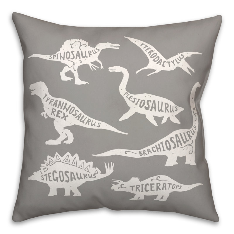 Coussin Dino, 16 po x 1 po, Blanc / Gris
