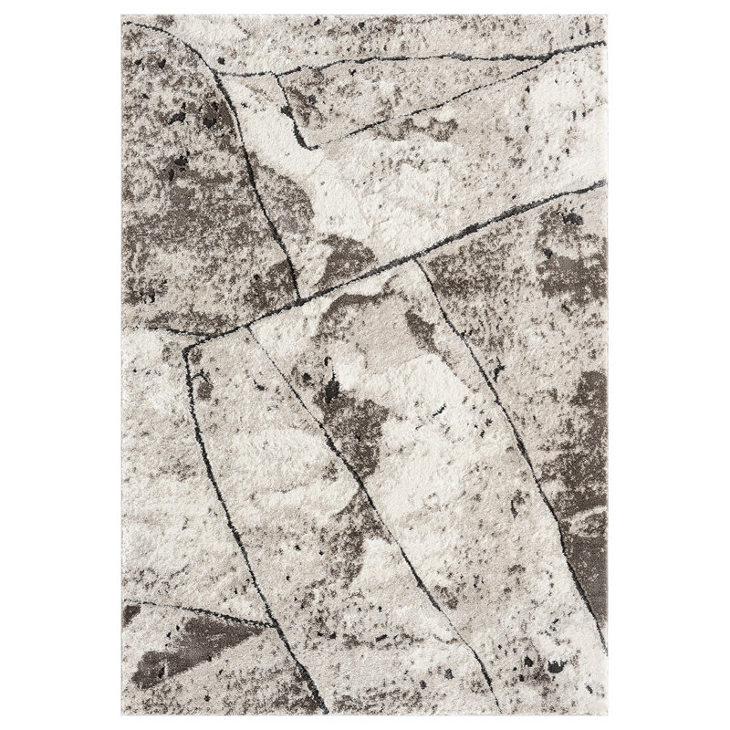 Derel Modern Embossed Contemporary Living Room Area Rug - Slate Design,Mocha, Rectangle 160 x 230 cm