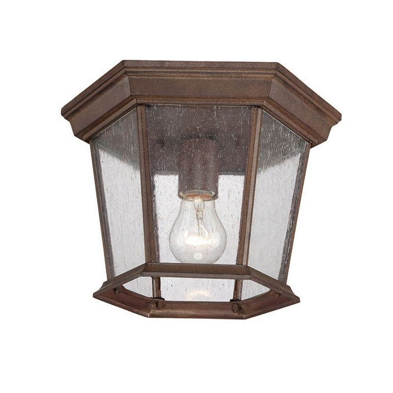 Grenville Glass Flush Mount, Burled Walnut
