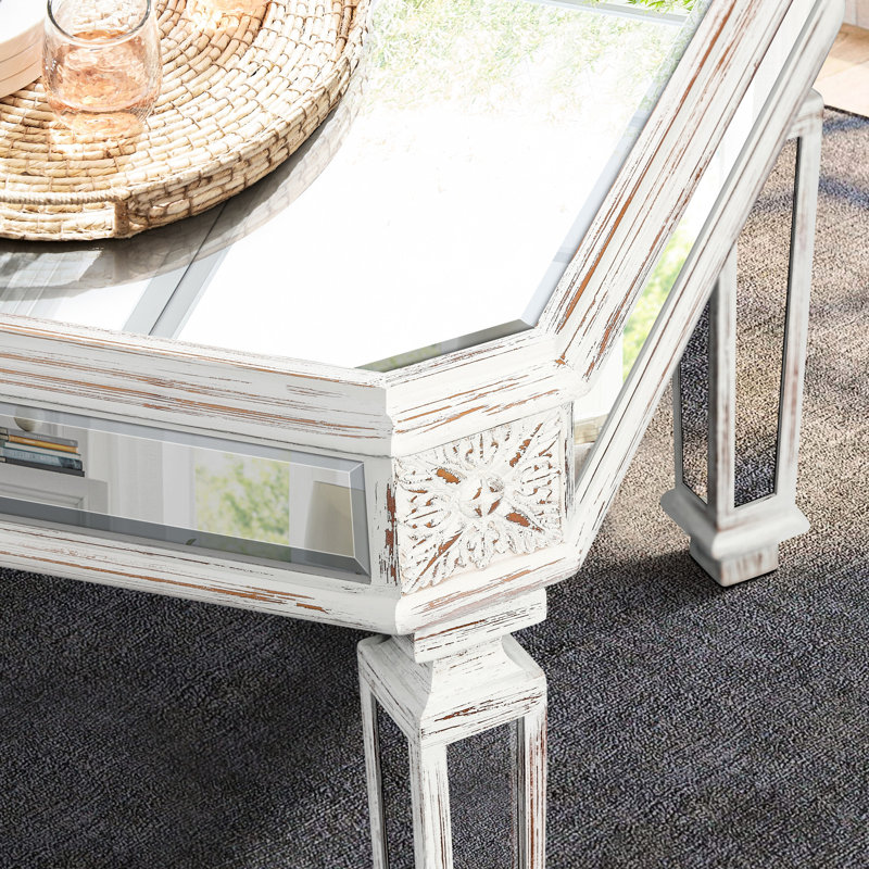 Table basse en miroir à la mode de style rétro avec ornements, pour le salon et le bureau