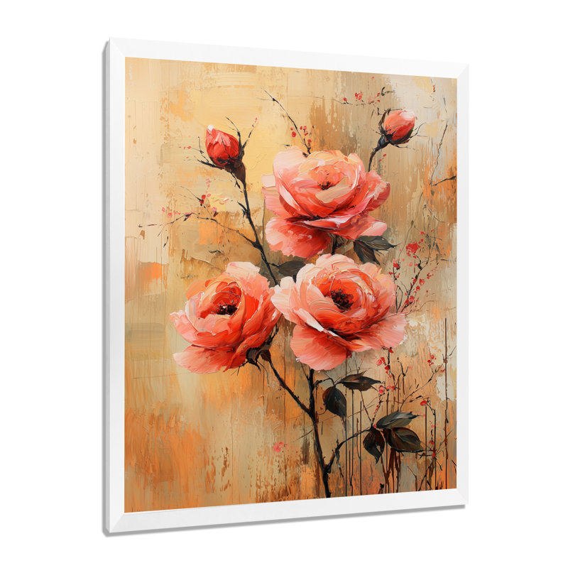Shawna - décoration murale florale, H 20 po x l 12 po, Reproduction encadrée d'une seule photo, Blanc