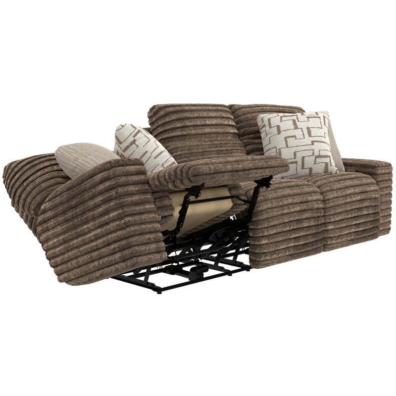Neal Power Reclining Sofa with Zero Gravity, Brown Polyester