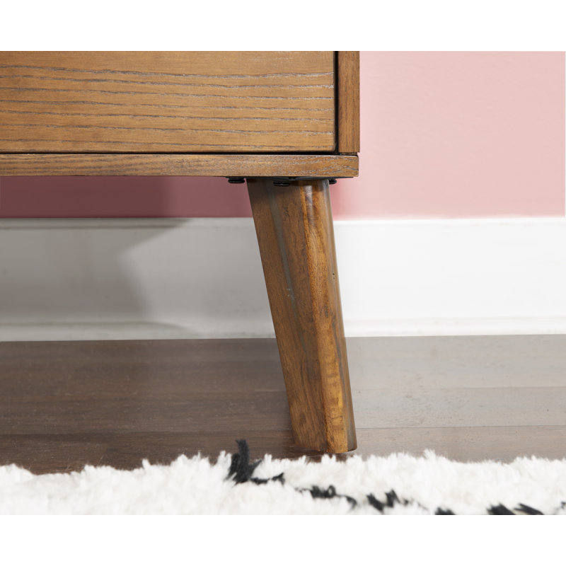 Mathiatis Mid Century Ash Veneer Open Shelf Nightstand