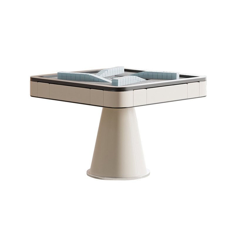 Table de mah-jong blanche moderne en bois massif minimaliste pour règles chinoises, Blanc/Noir