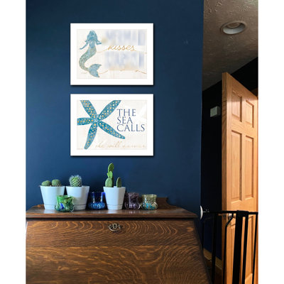 " Starfish Wishes Wall Art Print, Framed & Ready To Hang, Multicolor Paper, 19.02X31.02 In 1.02 X 31.02