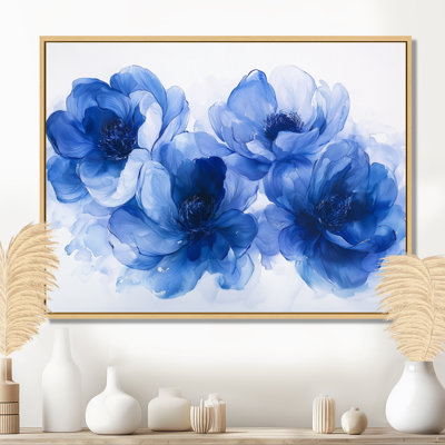Blue White Velvet Blue Peonies - Peonies Wall Art Decor