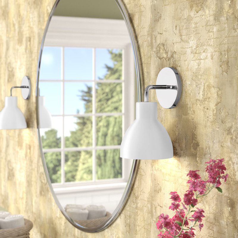 Florian Dimmable Bath Sconce, Polished Nickel, Matte White