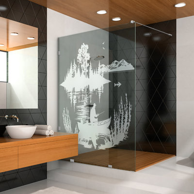 Écran de douche fixe en verre trempé raffiné l 29 1/2 po x H 75 po