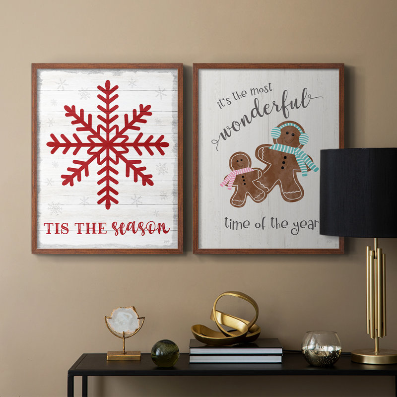 Tis the Season flocon de neige - reproduction encadrée de qualité supérieure - prête à être accrochée - aucun clou requis - aucun clou requis