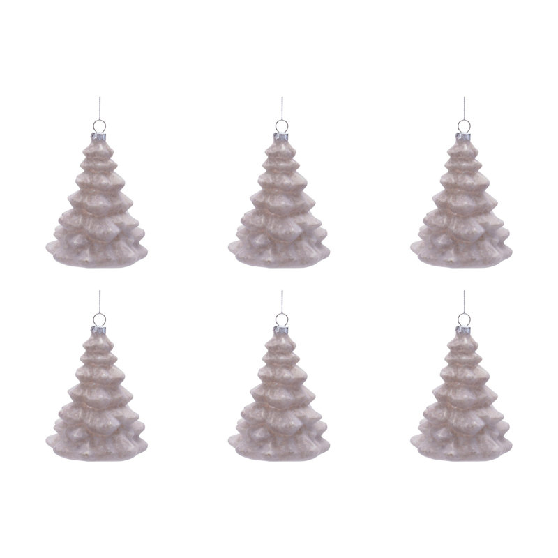 Ornements d'arbre en verre (ensemble de 6), Crème