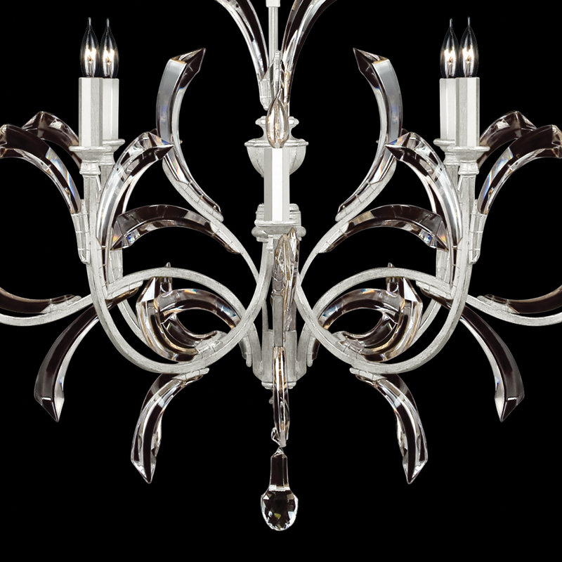 Beveled Arcs 8 - Light Chandelier, Silver Leaf