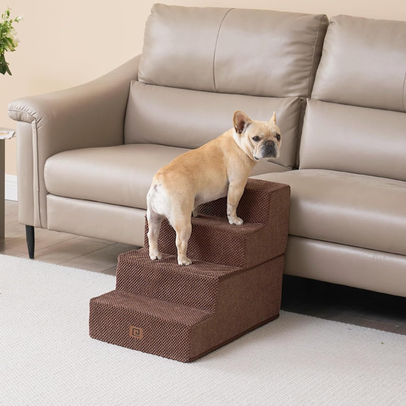 Escalier pour animal 3 marches Emalee, Brun, Petit (H 20 po x l 16 po x P 28 po)