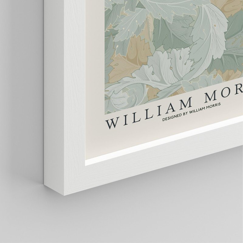 "Classic William Morris Abstracy", motif botanique floral encadré sur papier, impression de 4 pièces, Blanc
