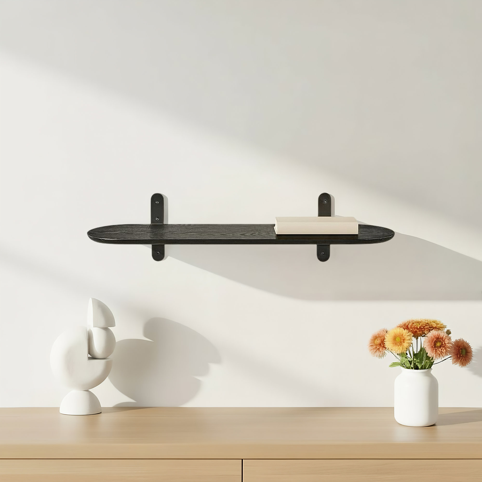 Poe Oval Bracket Shelf, Black, Black