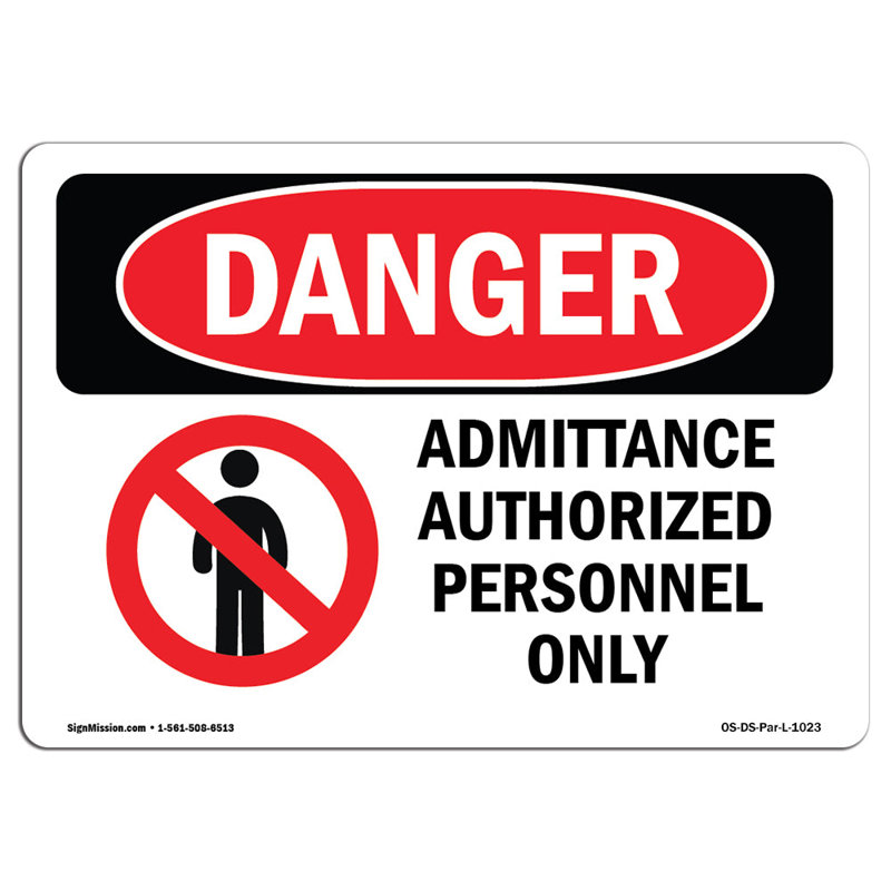 Signe de danger, H 12 po x l 18 po x P 0,1 po