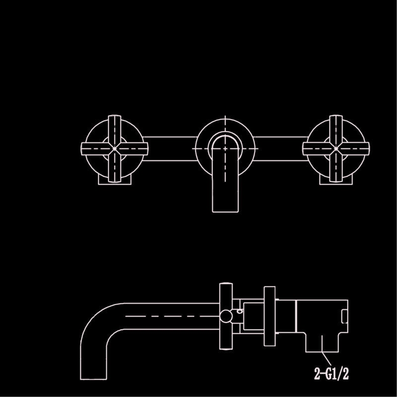 Wall Mounted Matte Black Bathroom Fixture - Brass Construction, Finish, Elegant Look Tap In Hue Brass, Drip- Cartridge, Choice