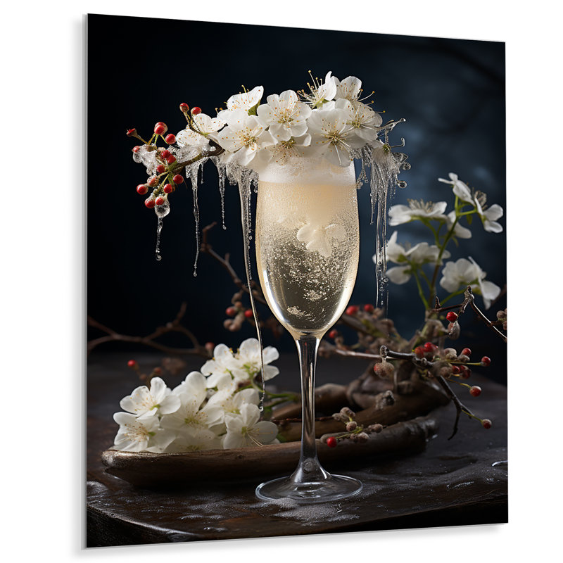 Champagne Blooms Bubbles and Bliss II - Champagne, art mural en métal, H 40 po x l 30 po x P 1,5 po