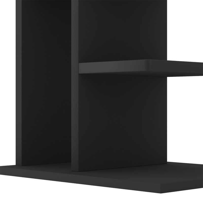 9 Tier Bookshelf, Vertical Corner Shelf With Modern Invisible Spine Ladder Bookcase Space-saving Organizer, Black