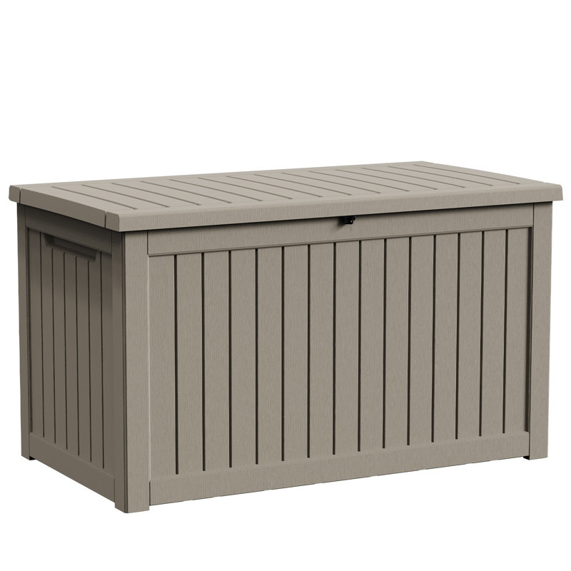 Boîte de rangement verrouillable en résine résistante à l'eau de 57,92 po l 230 gallons (brun clair / gris)