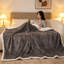 Jeté en sherpa réversible très grand rayé gris, 87 po x 94 po.-123515594