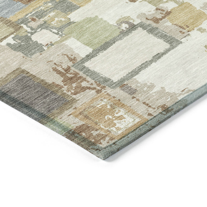 Machine Washable Indoor/Outdoor Boruta ACN2246 Geometric Rug, Rectangle 1'8" x 2'6"