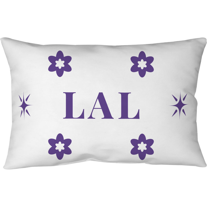 Pillow 20 inch x 14 inch, Spun Polyester Blown & Closed Pillow, White Purple LA Colors