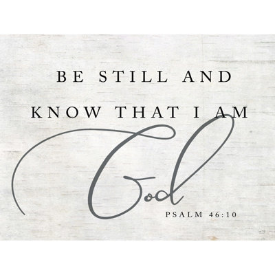 «Be Still and Know That I Am God», art textuel sur toile tendue