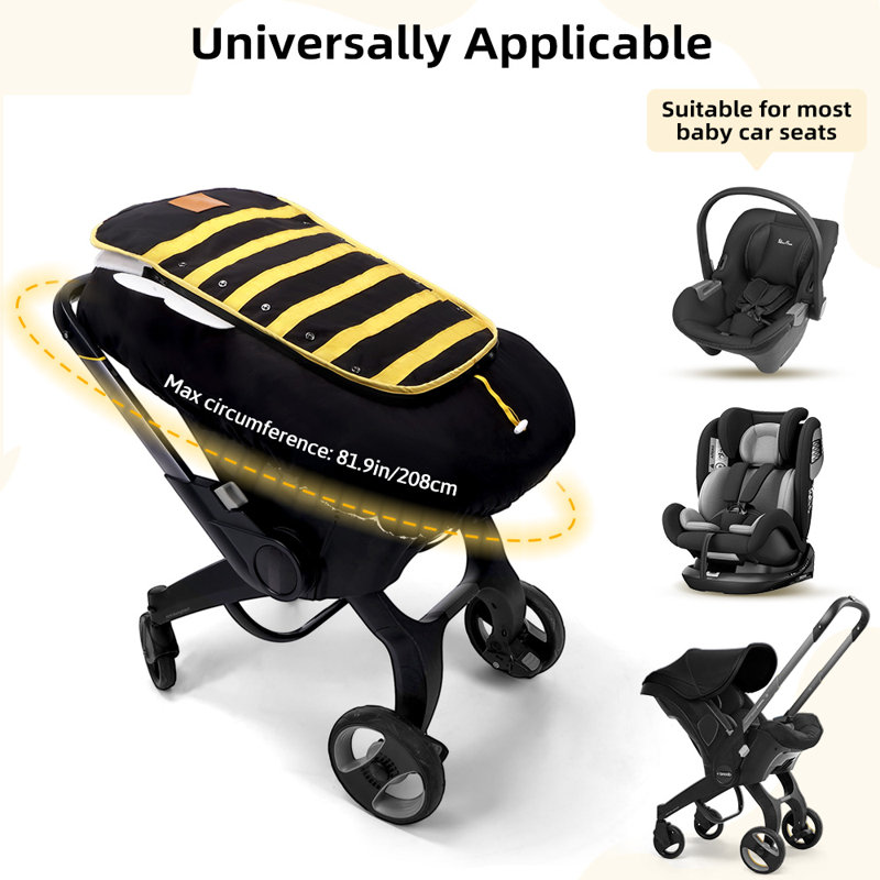 Baby Car Seat Cover, Breathable Muslin Cotton, Infant Windproof Canopy