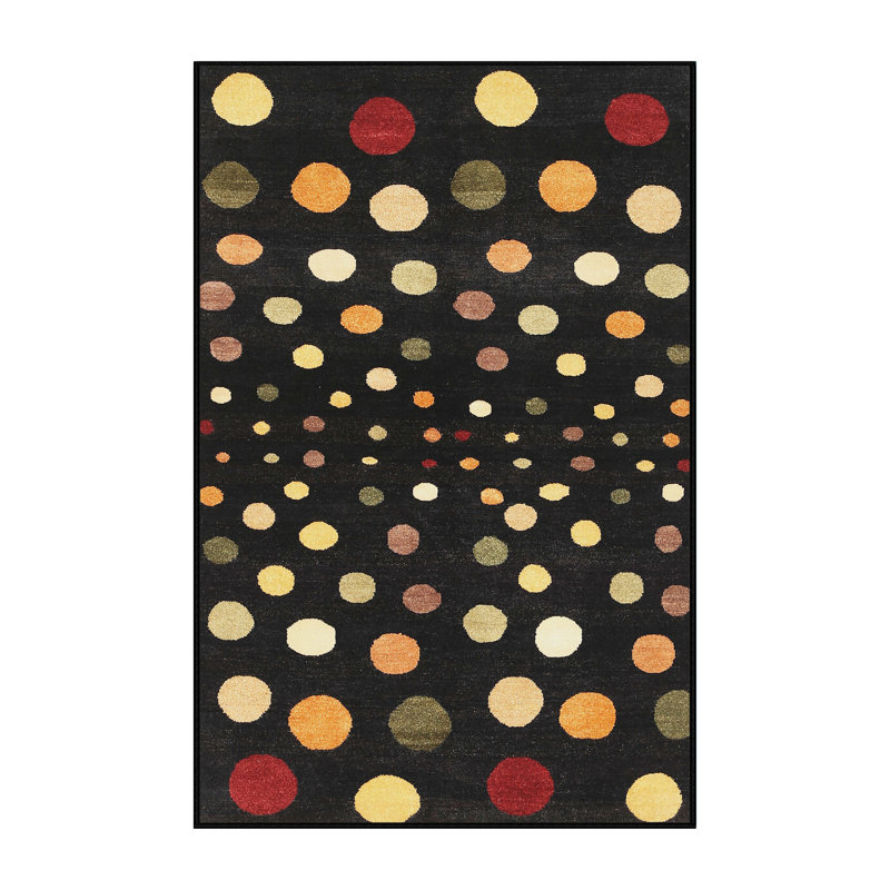 Tapis contemporain noir / rouge, Rectangle 5 pi x 7 pi